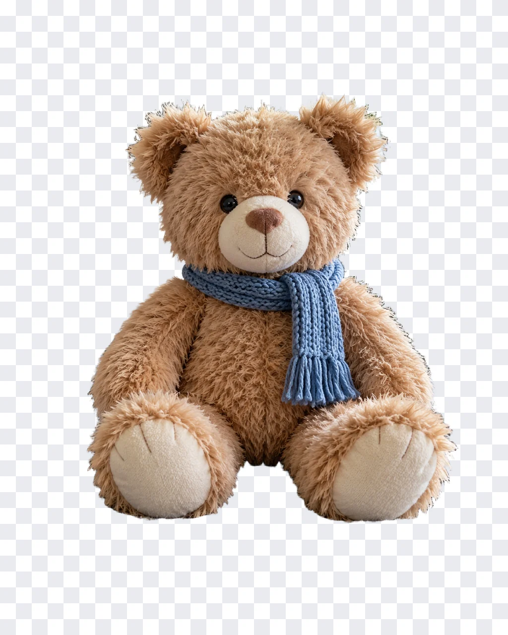 The teddy bear cut out on a transparent background with soft fur edges